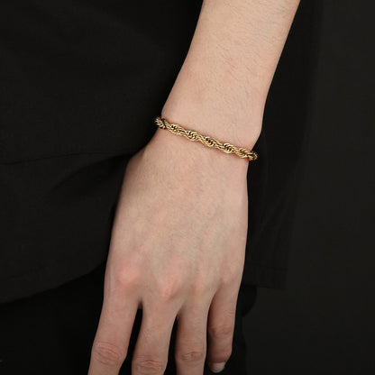 Gold Double Color Twist Chain Stainless Steel Bracelet – view 3