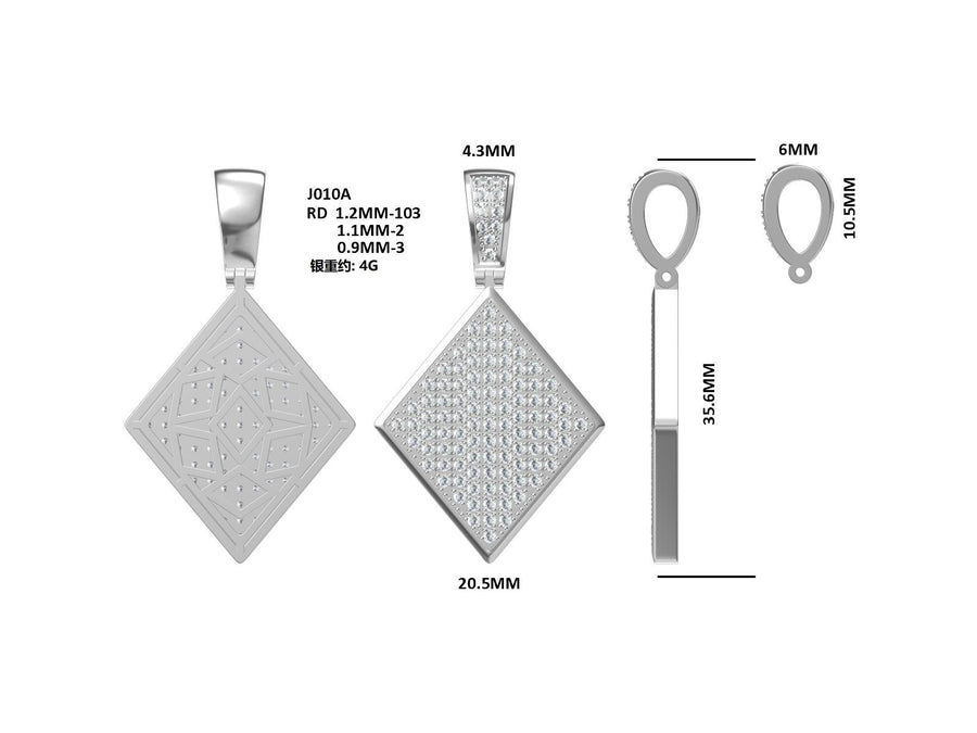 Moissanite diamond-shape pendant – no chain – view 6