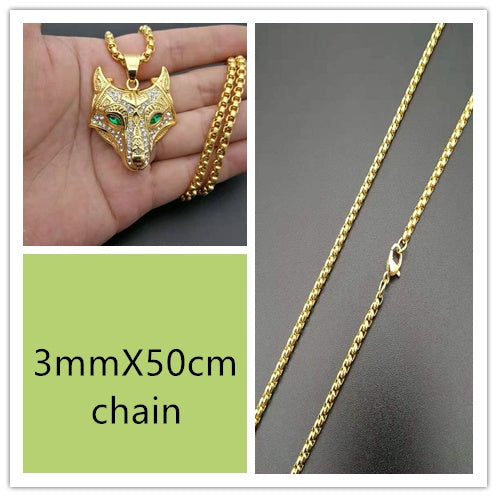 Viking Wolf Head Pendant Necklace – Gold Stainless Steel – view 10