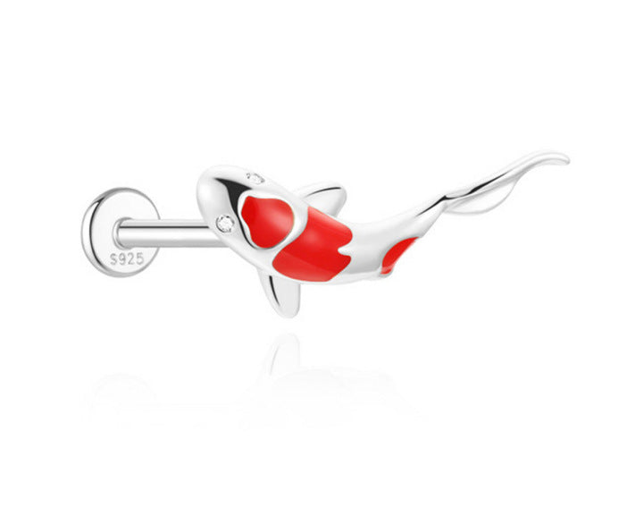 Koi Fish Helix Piercing Stud – S925 Sterling Silver – view 7