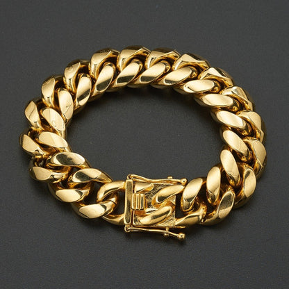 Miami Cuban Link Chain – Gold Stainless Steel – view 7