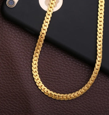 Men Necklace Gold Tone Snake Chain – view 2