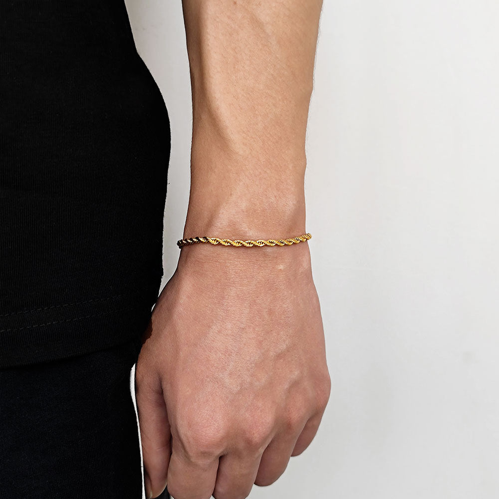 Fashion 18K Gold Button Chain Stainless Steel Twist Bracelet For Men – view 6