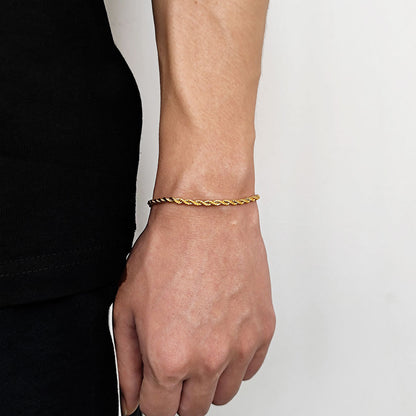 18K Gold Button Chain Stainless Steel Twist Bracelet For Men – view 6
