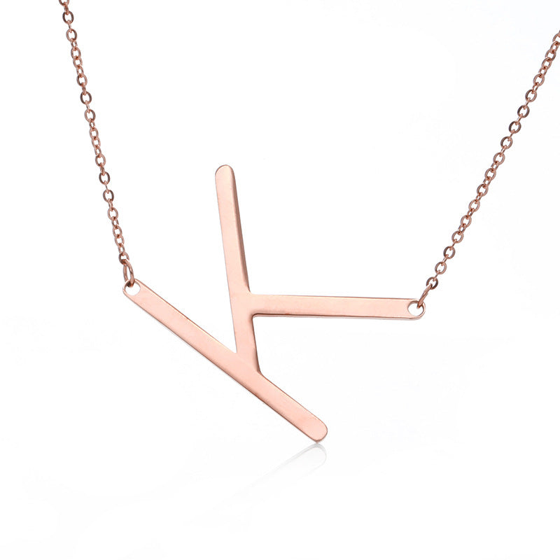 Fabulous Rose Gold Plated Stainless Steel Initial Letter Pendant Necklace – view 43