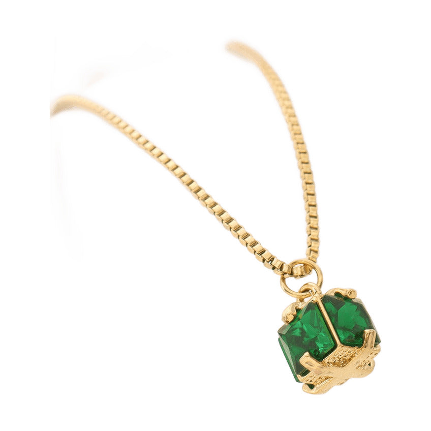 Green Zircon Pendant Necklace – Titanium Steel