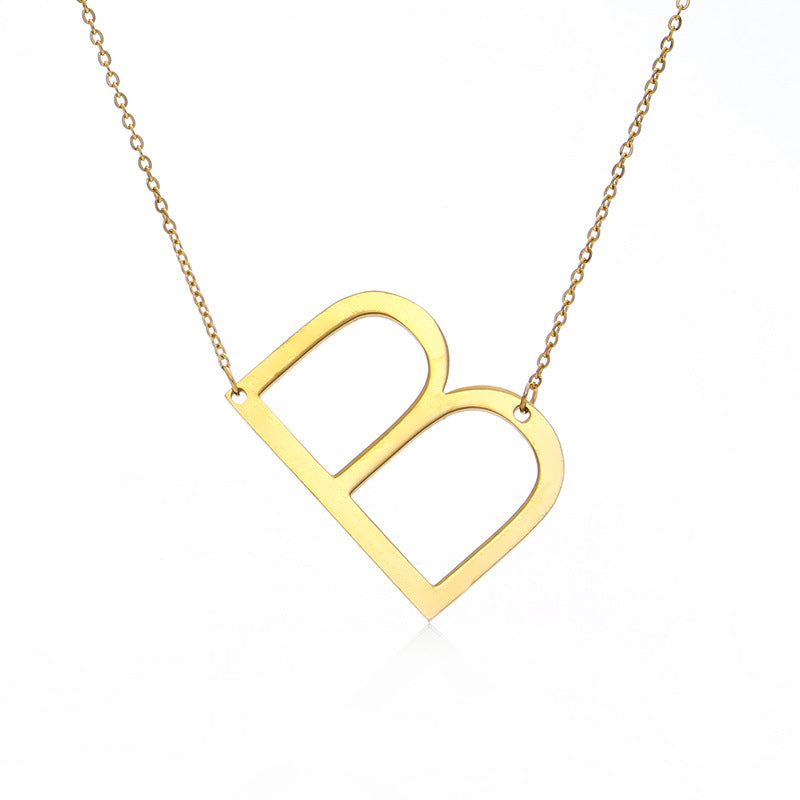 Fabulous Rose Gold Plated Stainless Steel Initial Letter Pendant Necklace – view 46