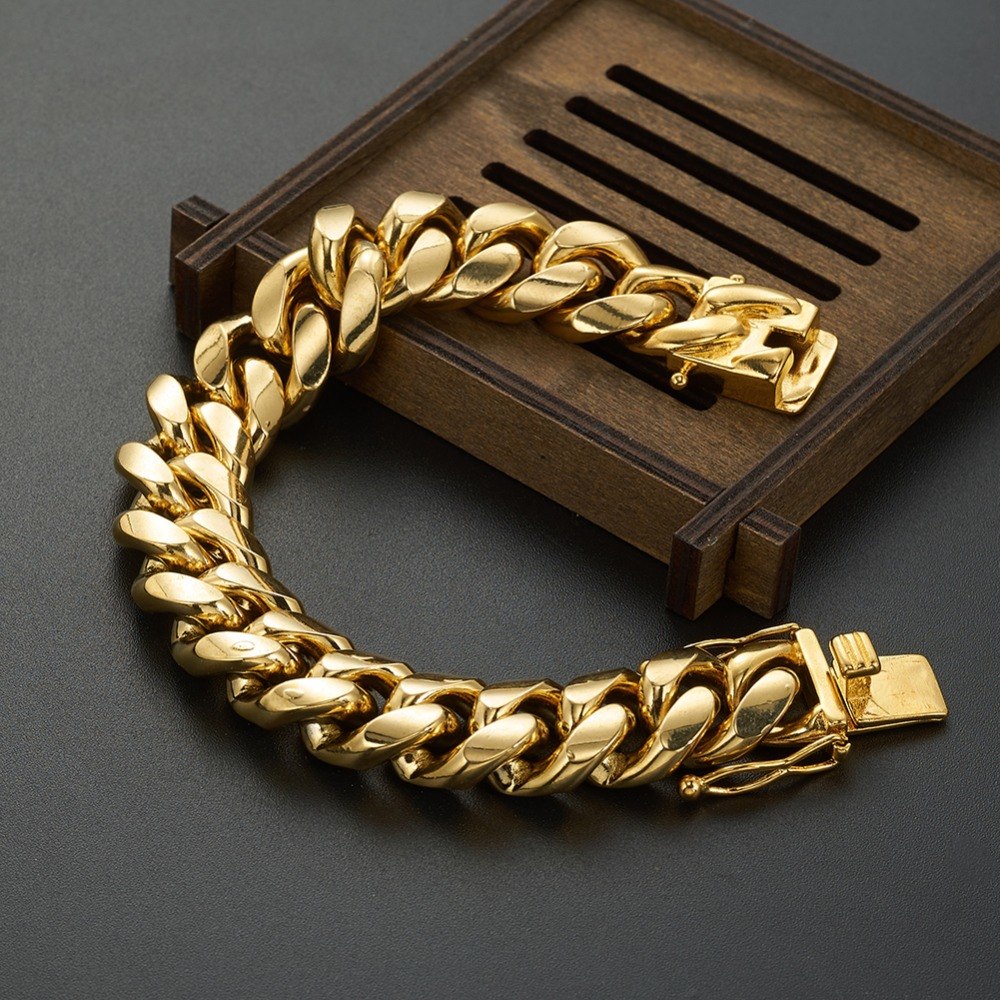 Miami Cuban Link Chain – Gold Stainless Steel – view 9