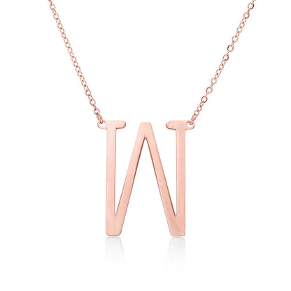 Fabulous Rose Gold Plated Stainless Steel Initial Letter Pendant Necklace – view 31