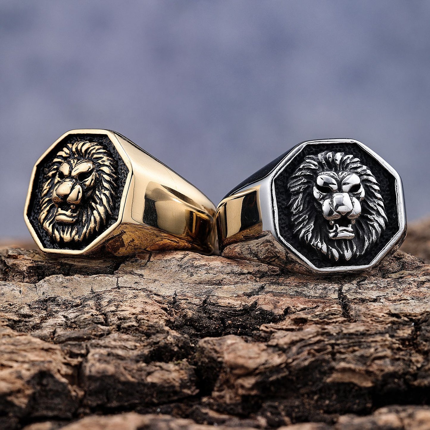 Lion's Head Punk Gold Steel Titanium Steel Ring – view 6