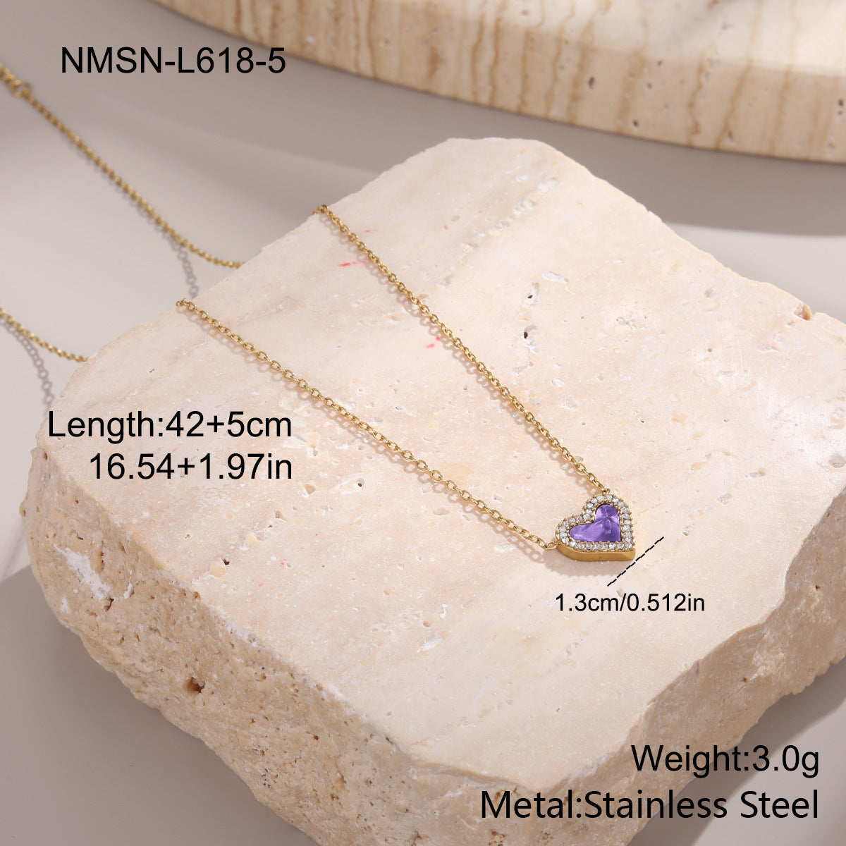 Heart Necklace – 18K Gold, Korean-Japanese Style – view 10
