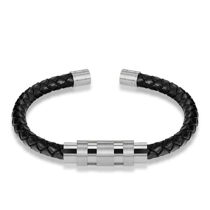 Gold Black Steel Color Rotating Titanium Steel Buckle Bracelet Leather Men