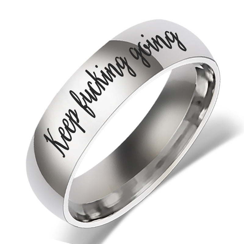 Keep Going Letter Ring – Stainless Steel, Gold & Silver – view 4