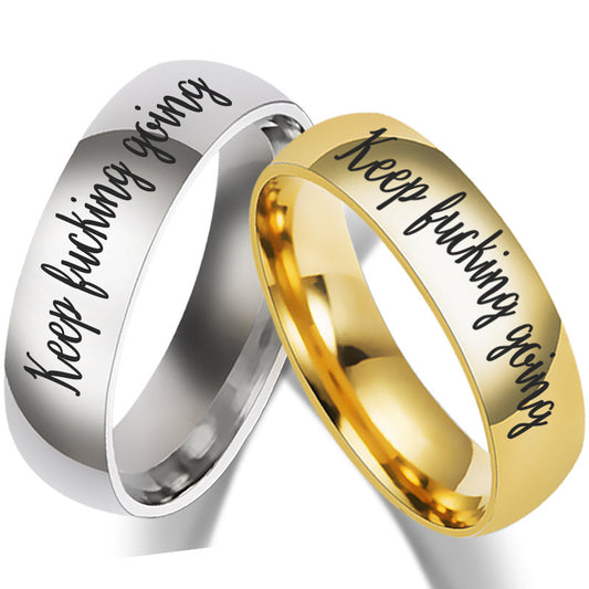 Keep Going Letter Ring – Stainless Steel, Gold & Silver
