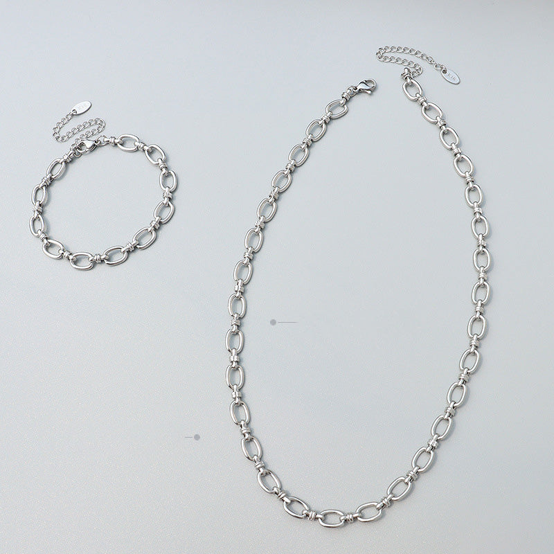 Titanium Steel 18K Real Gold Plated Clavicle Necklace – view 5