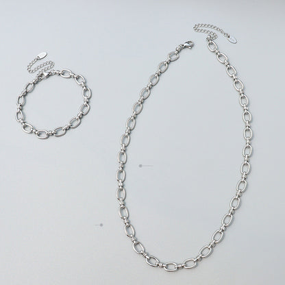 Titanium Steel 18K Real Gold Plated Clavicle Necklace – view 5