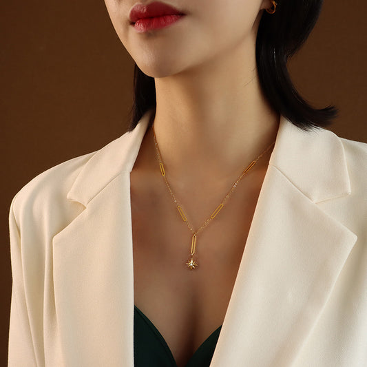 Six Stars Long Necklace – 18K Gold Plated Titanium Steel