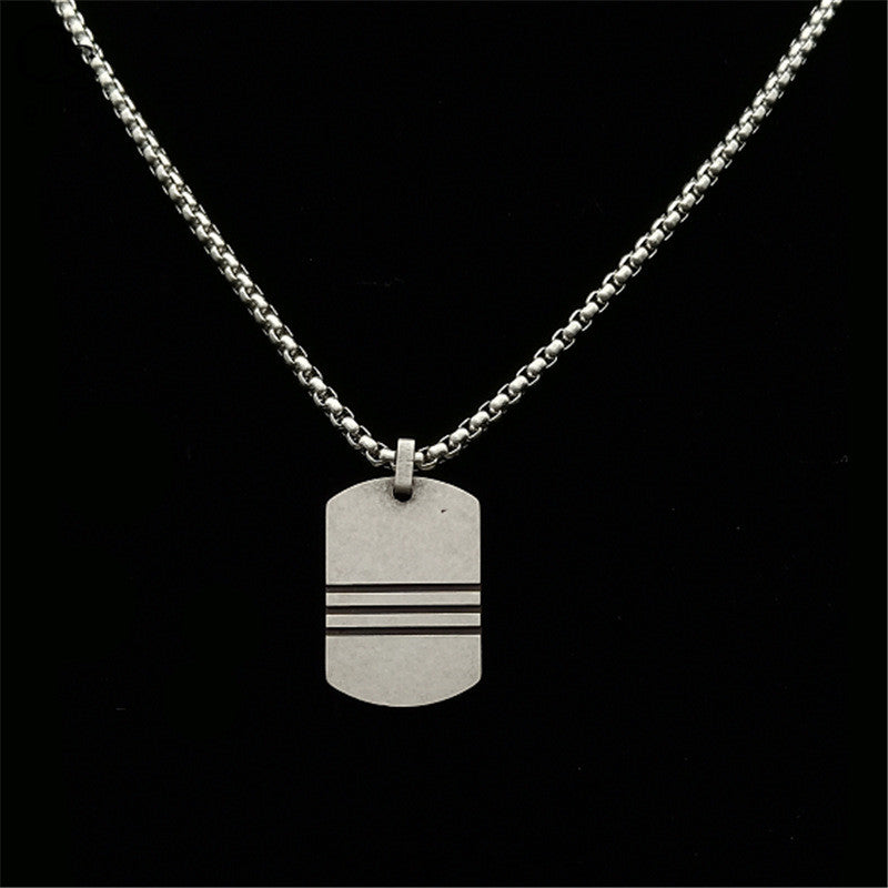Simple Retro Army Necklace Stainless Steel Dog Tag Pendant – view 5