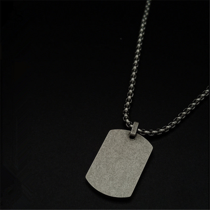 Simple Retro Army Necklace Stainless Steel Dog Tag Pendant – view 2
