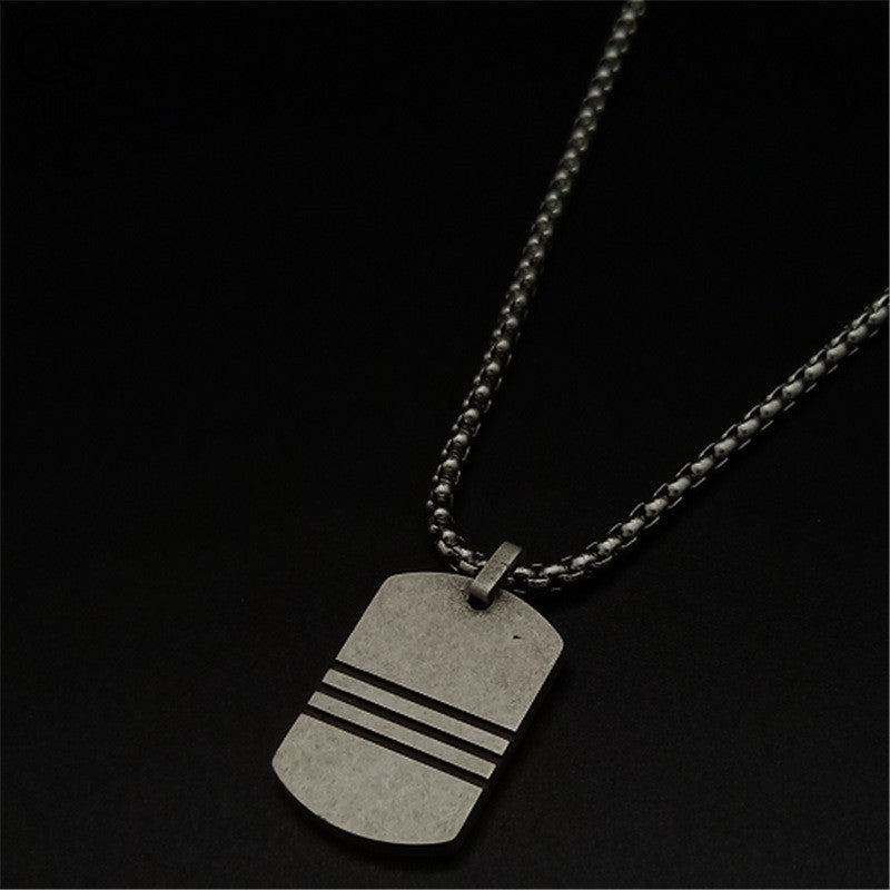 Simple Retro Army Necklace Stainless Steel Dog Tag Pendant – view 3