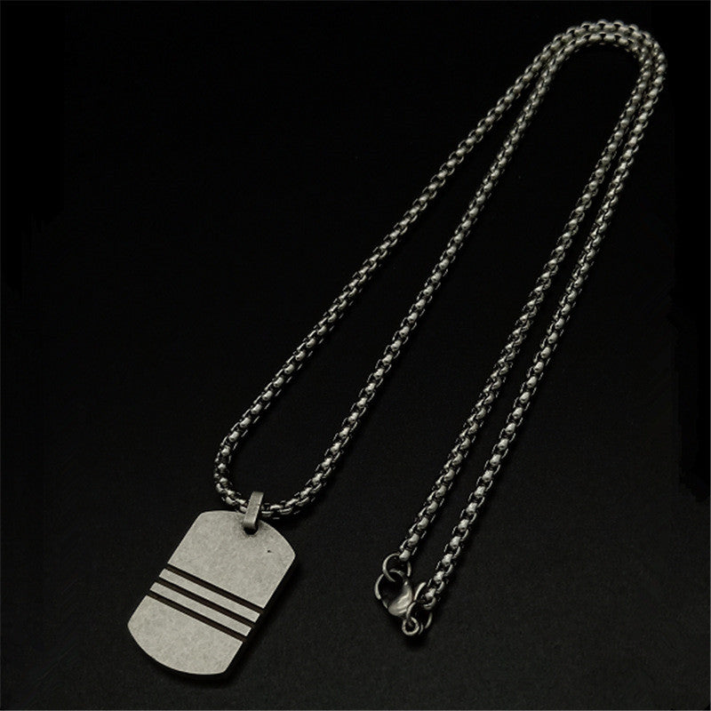 Simple Retro Army Necklace Stainless Steel Dog Tag Pendant – view 4