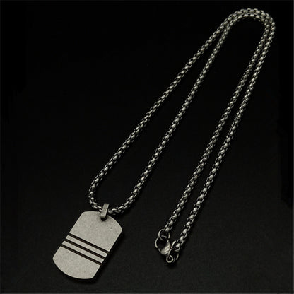 Simple Retro Army Necklace Stainless Steel Dog Tag Pendant – view 4