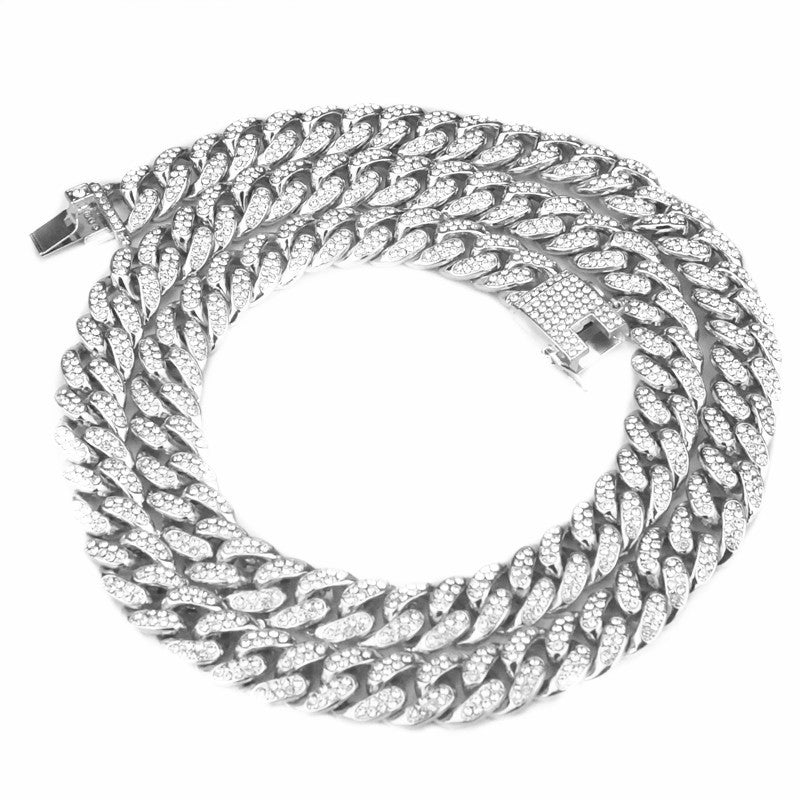 12.5mm Full Diamond Cuban Chain Necklace – Large Gold – view 2
