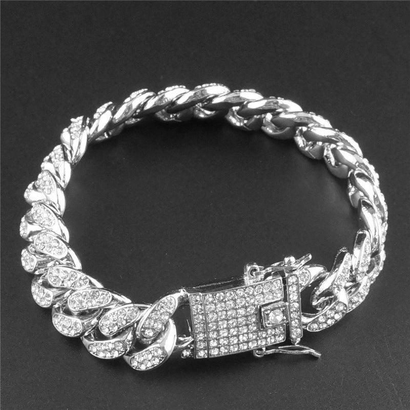 12.5mm Full Diamond Cuban Chain Necklace – Large Gold – view 6