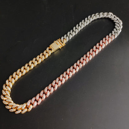 12.5mm Full Diamond Cuban Chain Necklace – Large Gold – view 4