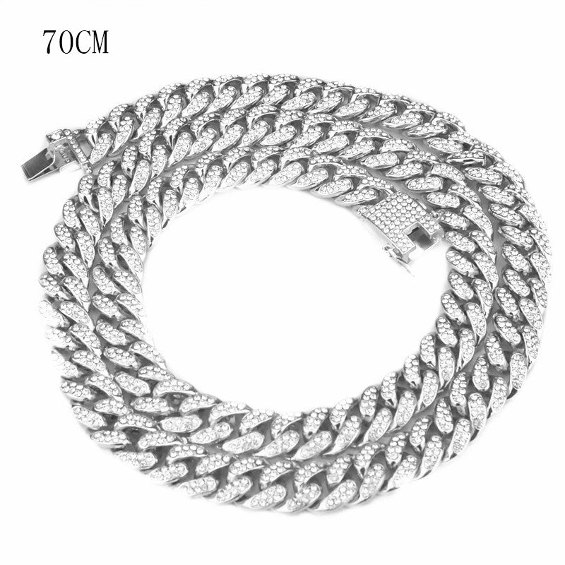 12.5mm Full Diamond Cuban Chain Necklace – Large Gold – view 13