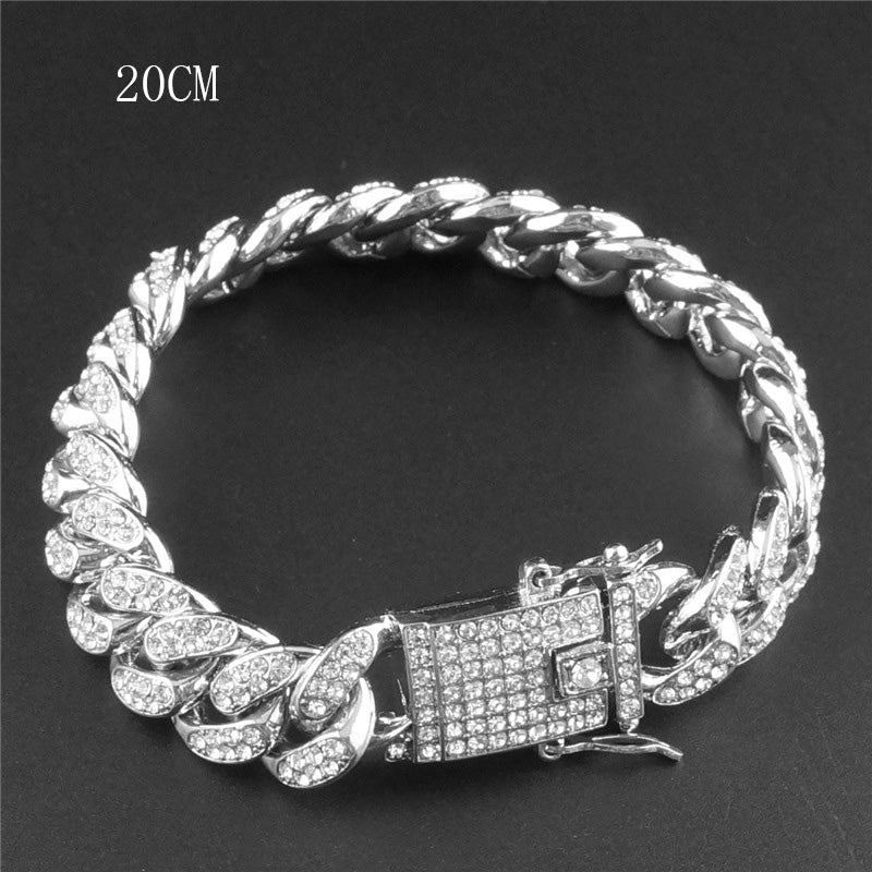 12.5mm Full Diamond Cuban Chain Necklace – Large Gold – view 17