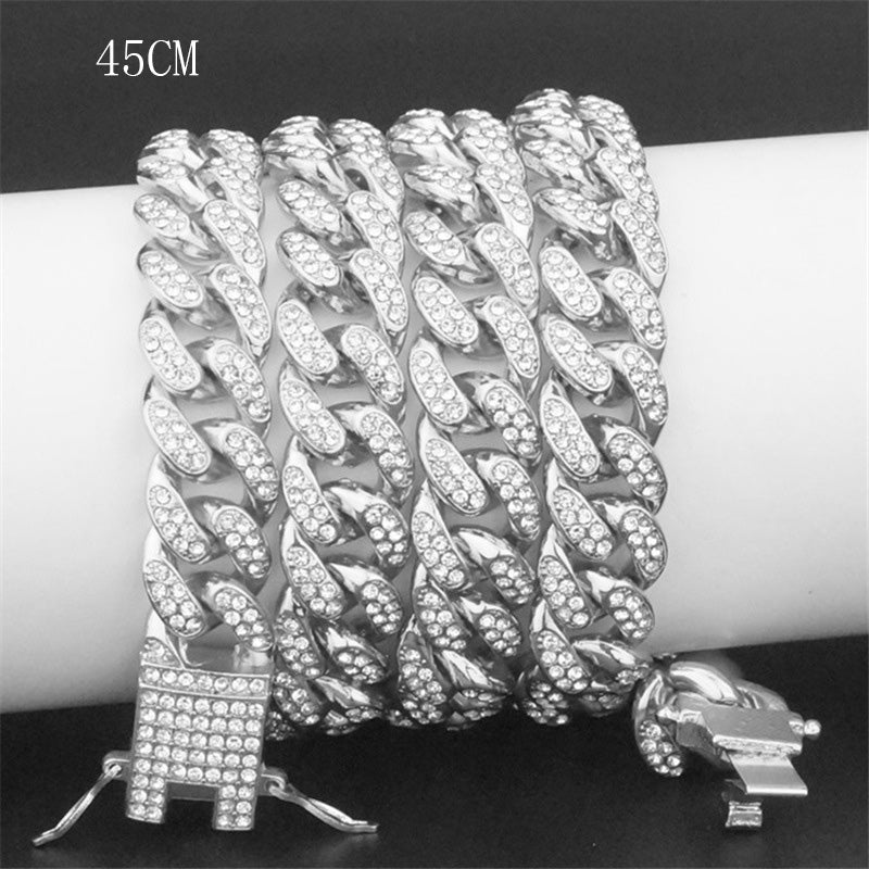 12.5mm Full Diamond Cuban Chain Necklace – Large Gold – view 15