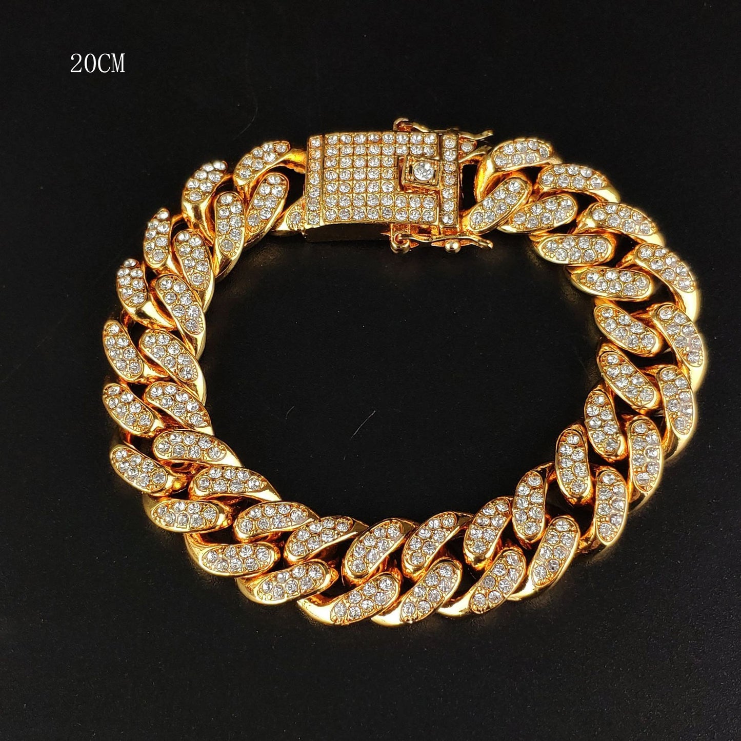 12.5mm Full Diamond Cuban Chain Necklace – Large Gold – view 16