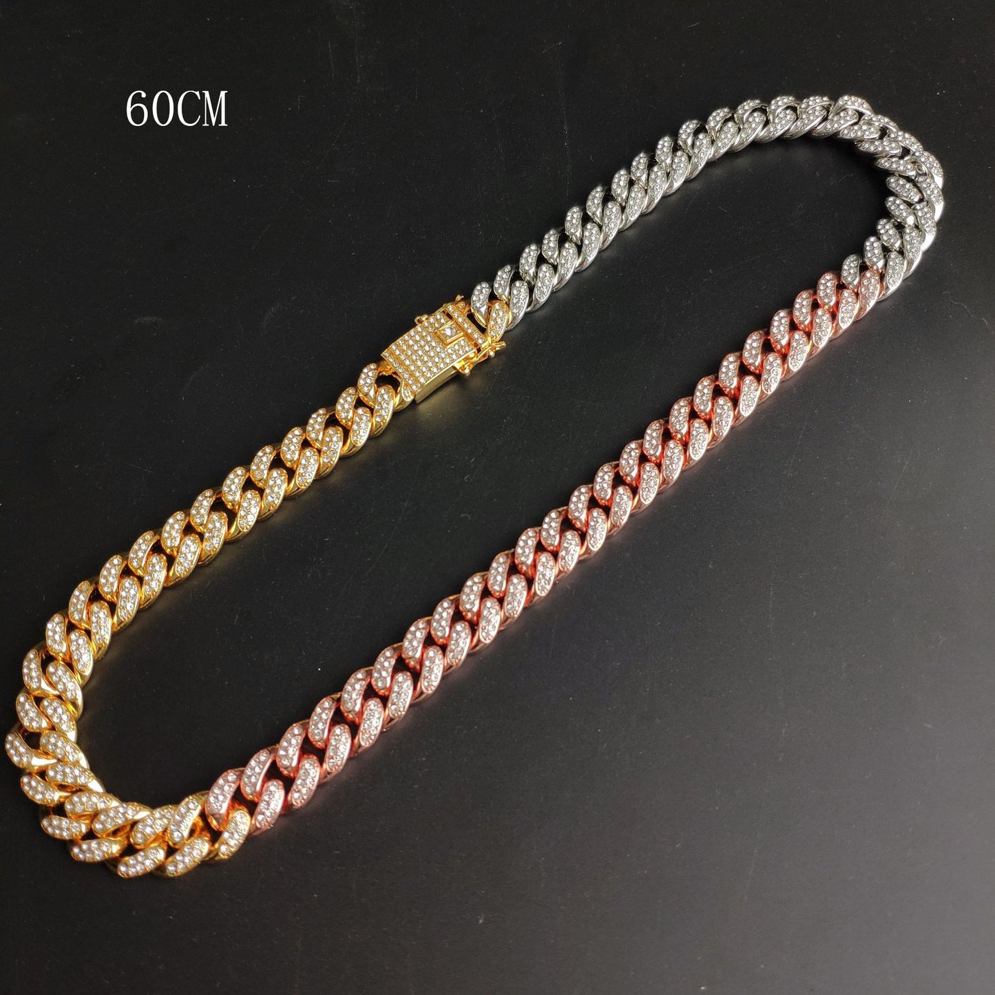 12.5mm Full Diamond Cuban Chain Necklace – Large Gold – view 20