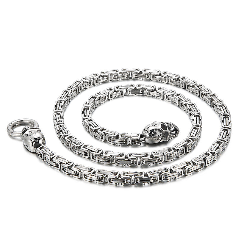 Gothic Skull Pendant Necklace – Stainless Steel Biker Chain – view 2