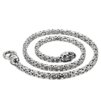 Gothic Skull Pendant Necklace – Stainless Steel Biker Chain – view 2