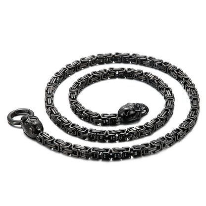 Gothic Skull Pendant Necklace – Stainless Steel Biker Chain
