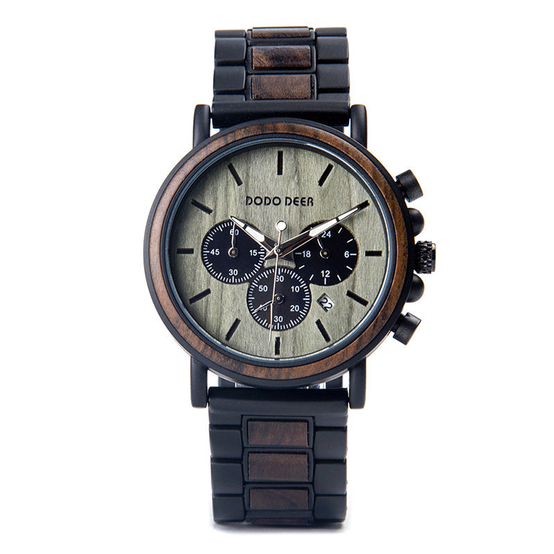 Luxury Wood Stainless Steel Men Watch Stylish Wooden – view 3
