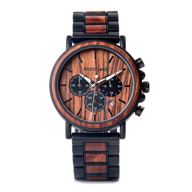 Luxury Wood Stainless Steel Men Watch Stylish Wooden – view 2