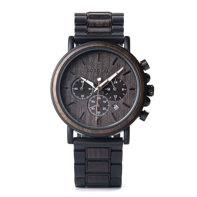 Luxury Wood Stainless Steel Men Watch Stylish Wooden – view 4