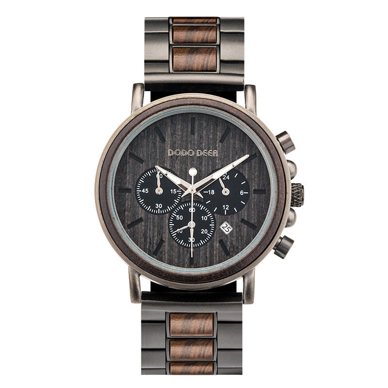 Luxury Wood Stainless Steel Men Watch Stylish Wooden – view 6