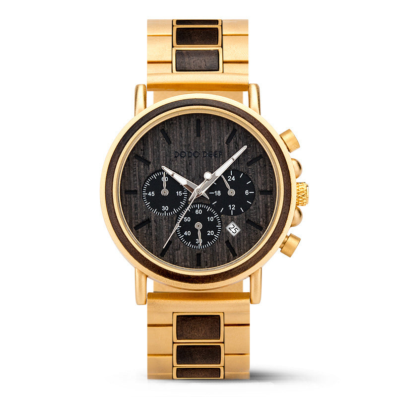Luxury Wood Stainless Steel Men Watch Stylish Wooden – view 5