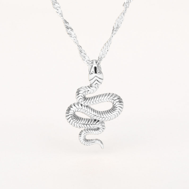 Snake Zodiac Pendant Necklace – Gold & Silver Stainless Steel