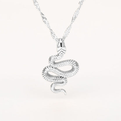 Snake Zodiac Pendant Necklace – Gold & Silver Stainless Steel