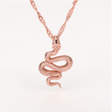 Snake Zodiac Pendant Necklace – Gold & Silver Stainless Steel – view 5
