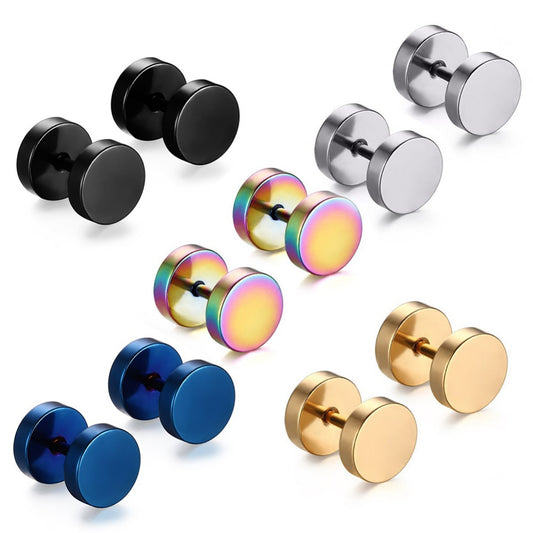 8mm Barbell Ear Studs – Stainless Steel, Punk Gothic