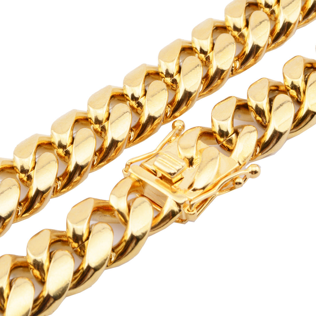 Miami Cuban Link Chain – Gold Stainless Steel – view 3