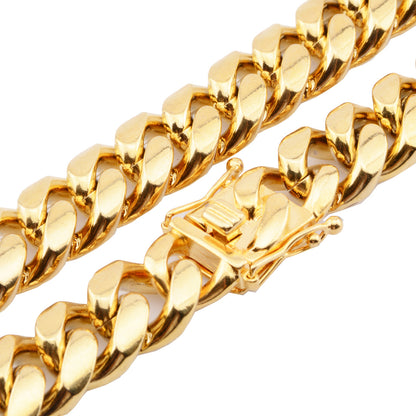 Miami Cuban Link Chain – Gold Stainless Steel – view 3