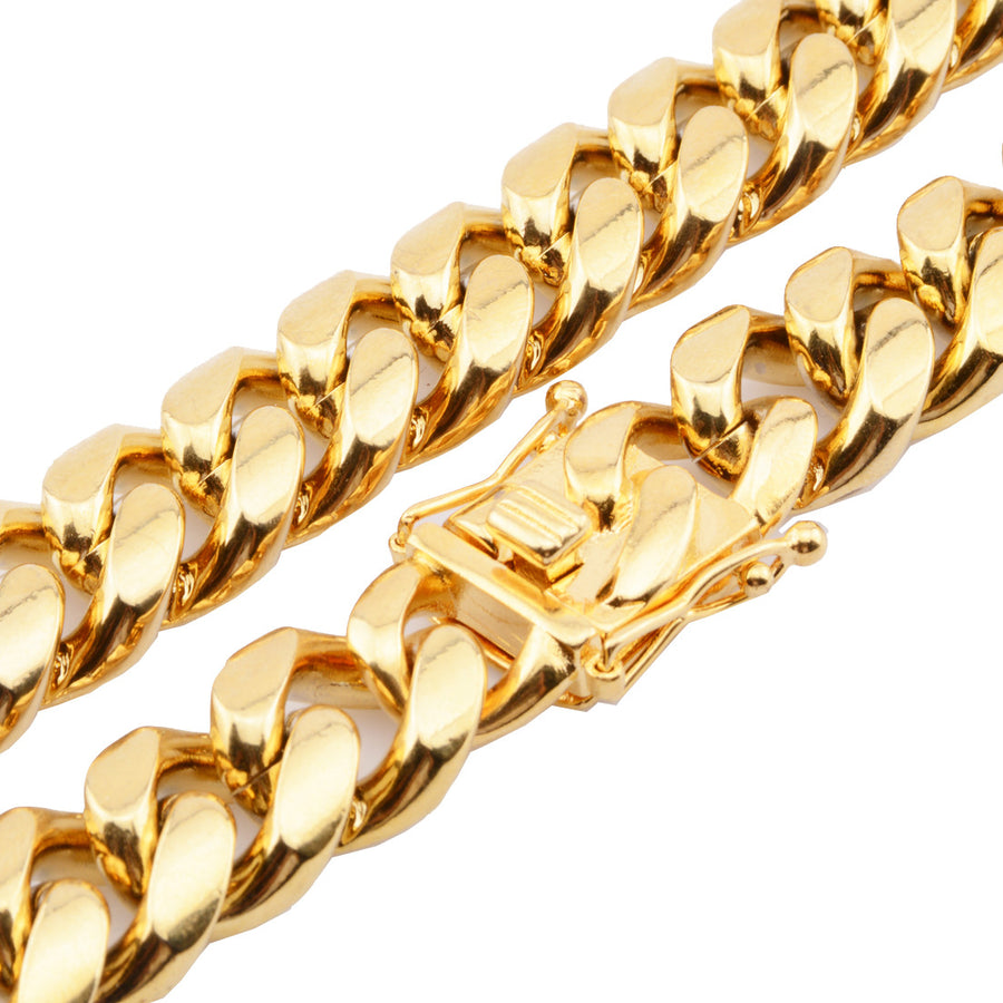 Miami Cuban Link Chain – Gold Stainless Steel – view 3