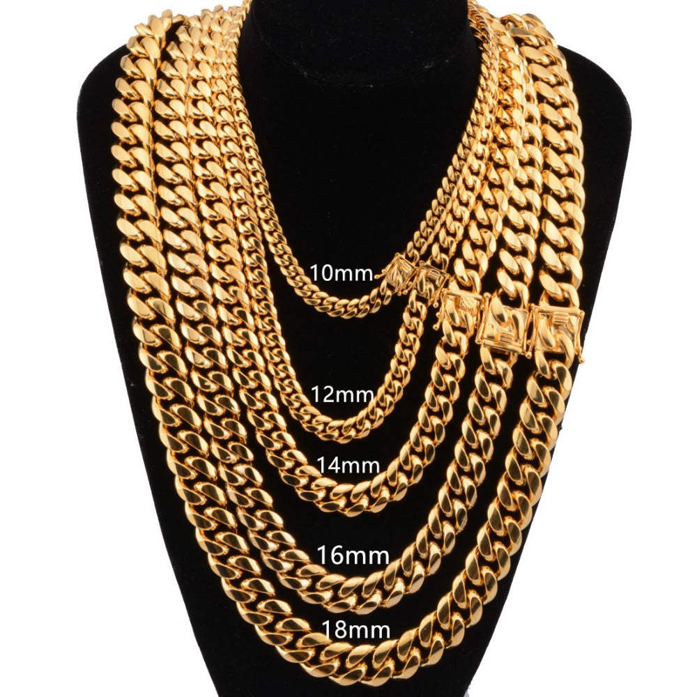 Miami Cuban Link Chain – Gold Stainless Steel – view 4